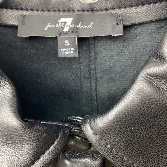 7 for all mankind Faux leather puff sleeve top NWT! Size S, black - Picture 9 of 15